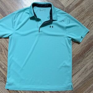 Under Armour Men’s Aqua/Turquoise Performance Polo with Contrast Collar